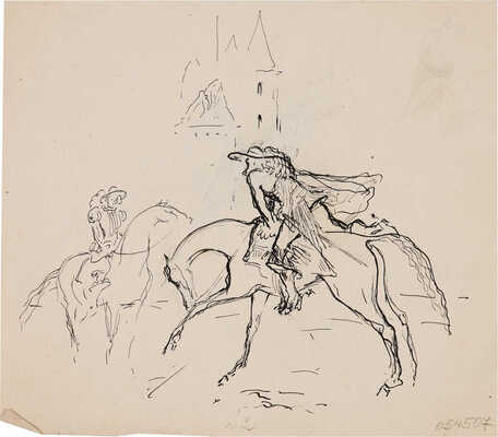 Бехтеев Владимир Георгиевич. Лот из 19 иллюстраций к роману Т. Готье «Девица Мопен» на 16 листах, на оборотной стороне наброски (для издательства Academia)